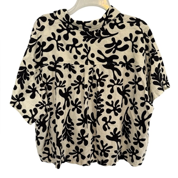 Lost + Wander Linen blend Minerva’s Spell Boxy Fit Short Sleeve Top Large - Picture 5 of 8